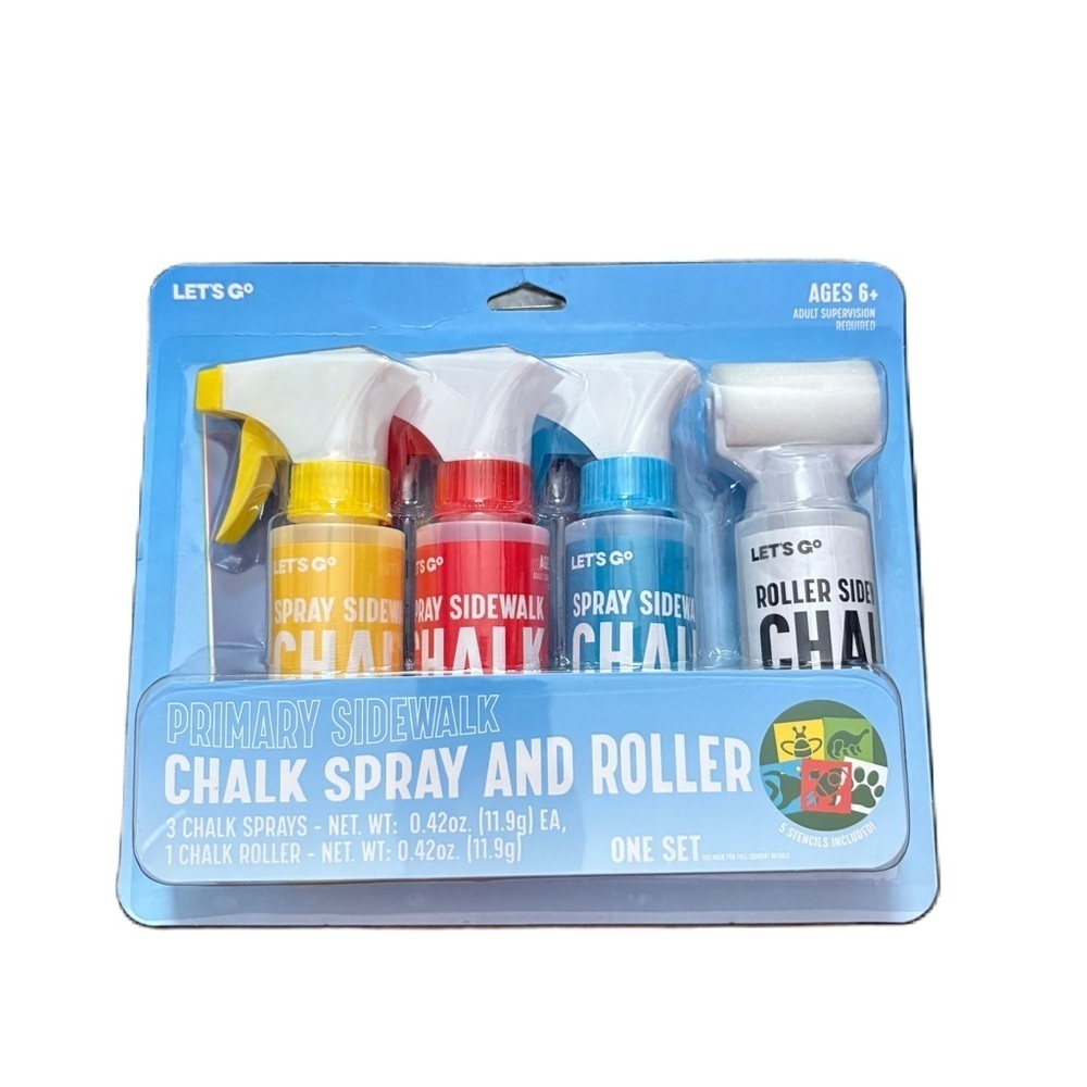 Primary Sidewalk Chalk Spray and Roller Set NEW Stencil Outdoor Craft